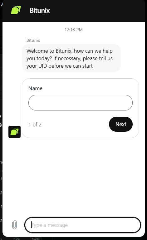 پشتیبانی صرافی Bitunix