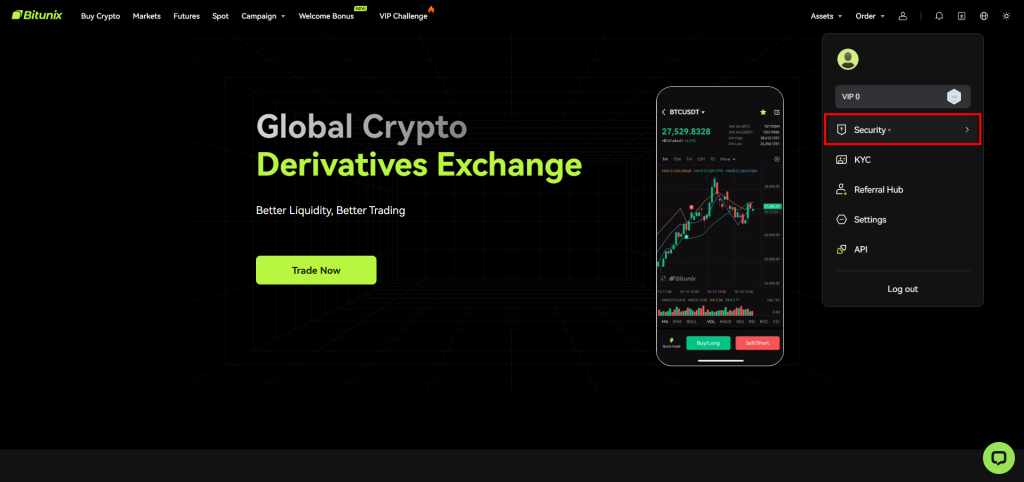  فعال سازی احراز هویت دو عاملی در صرافی بیت یونیکس Bitunix