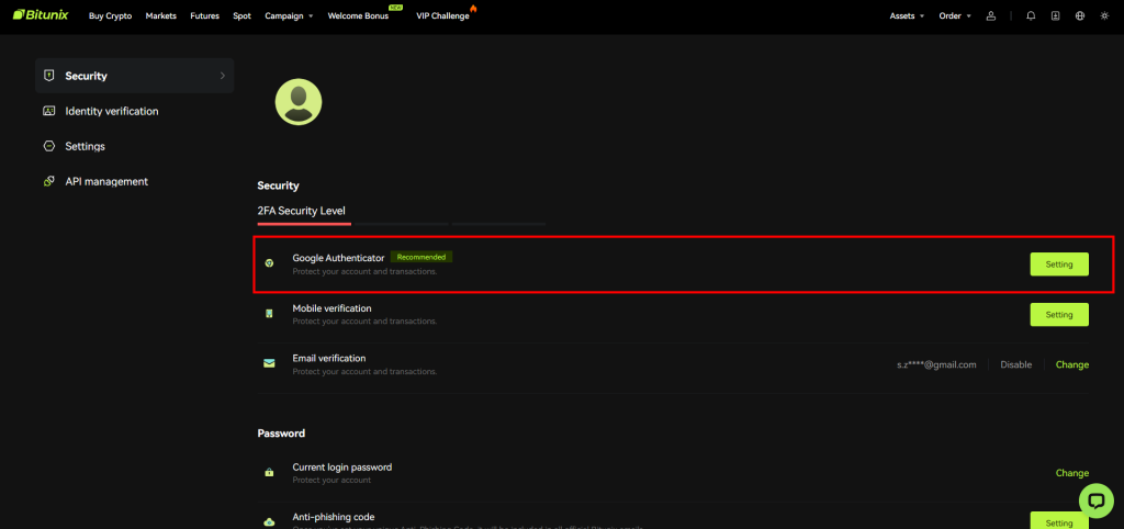 احراز هویت صرافی بیت یونیکس Bitunix