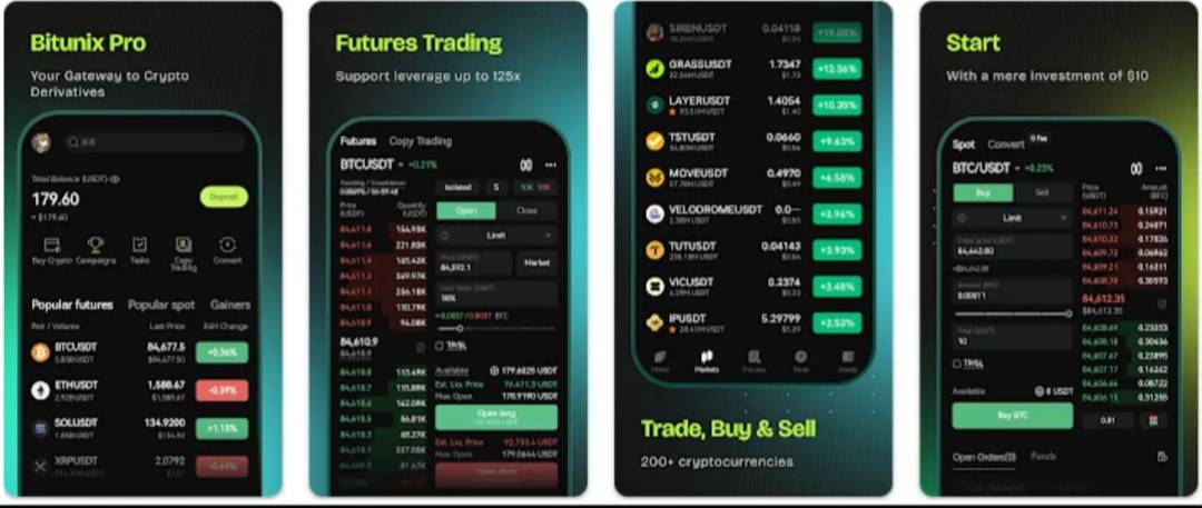 اپلیکیشن بیت یونیکس Bitunix Pro